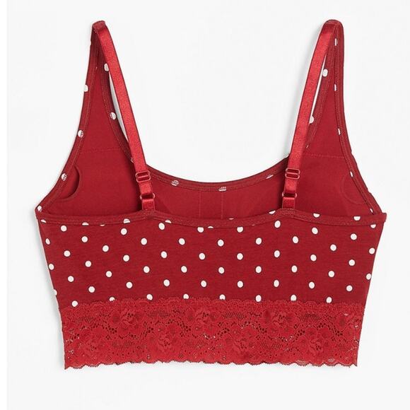 Simply Comfy Red White Polka Dot Cotton Bralette Size small - Picture 3 of 3